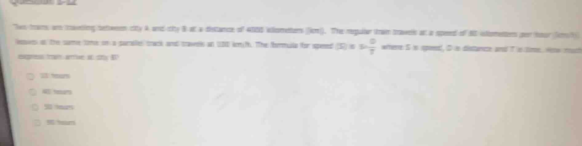 two trains are traveling between city a and city b at a distance of 400…