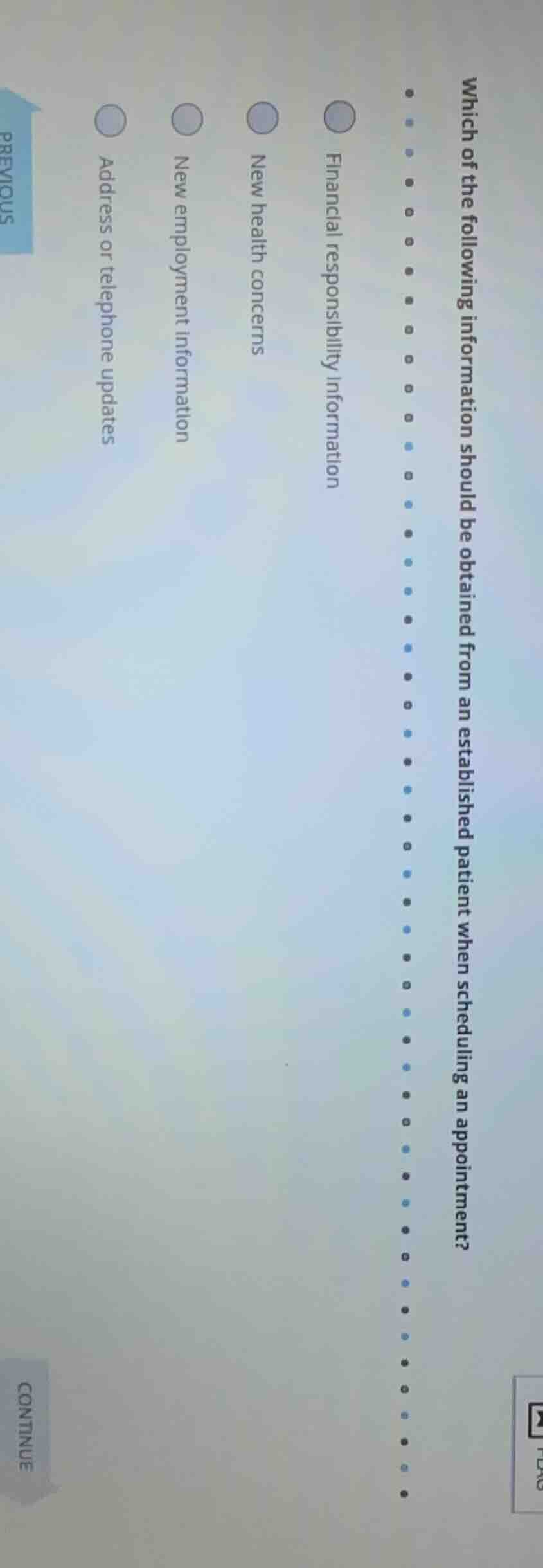 which of the following information should be obtained from an establish…