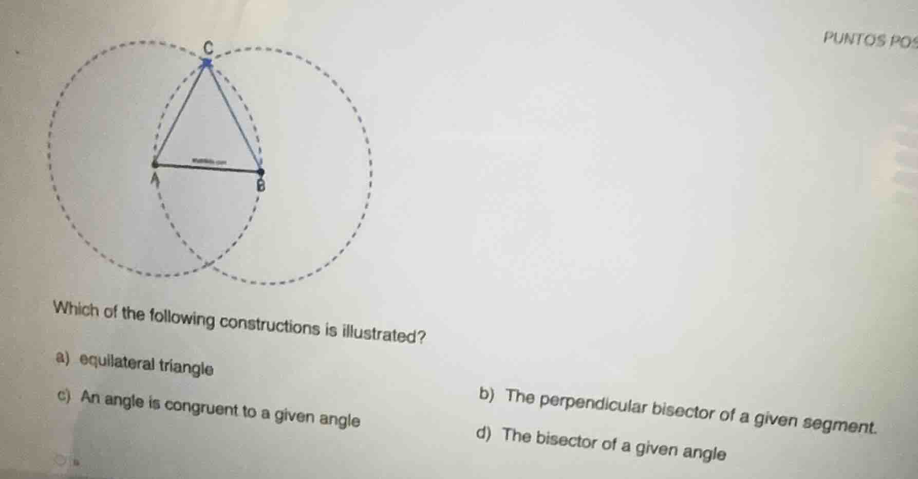 which of the following constructions is illustrated? a) equilateral tri…