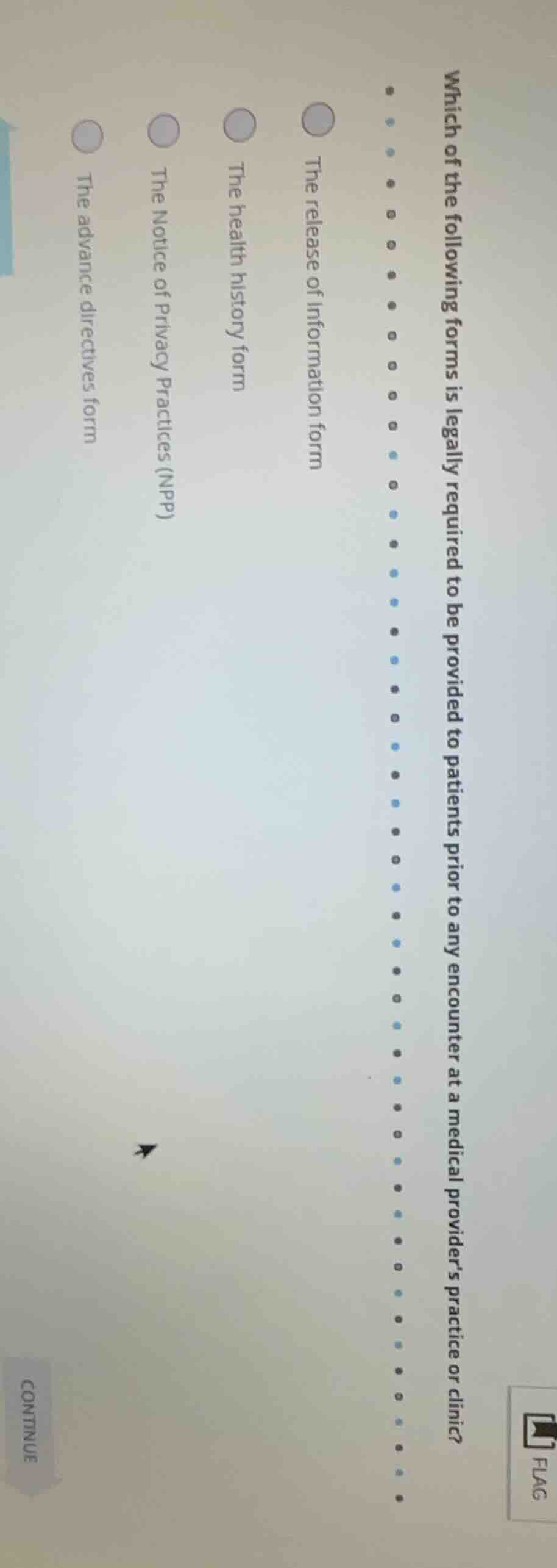 which of the following forms is legally required to be provided to pati…