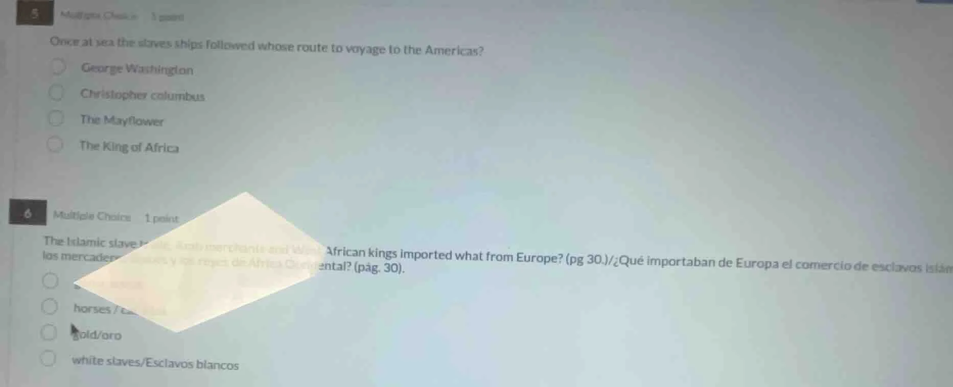 5 multiple choice 1 point once at sea the slaves ships followed whose r…