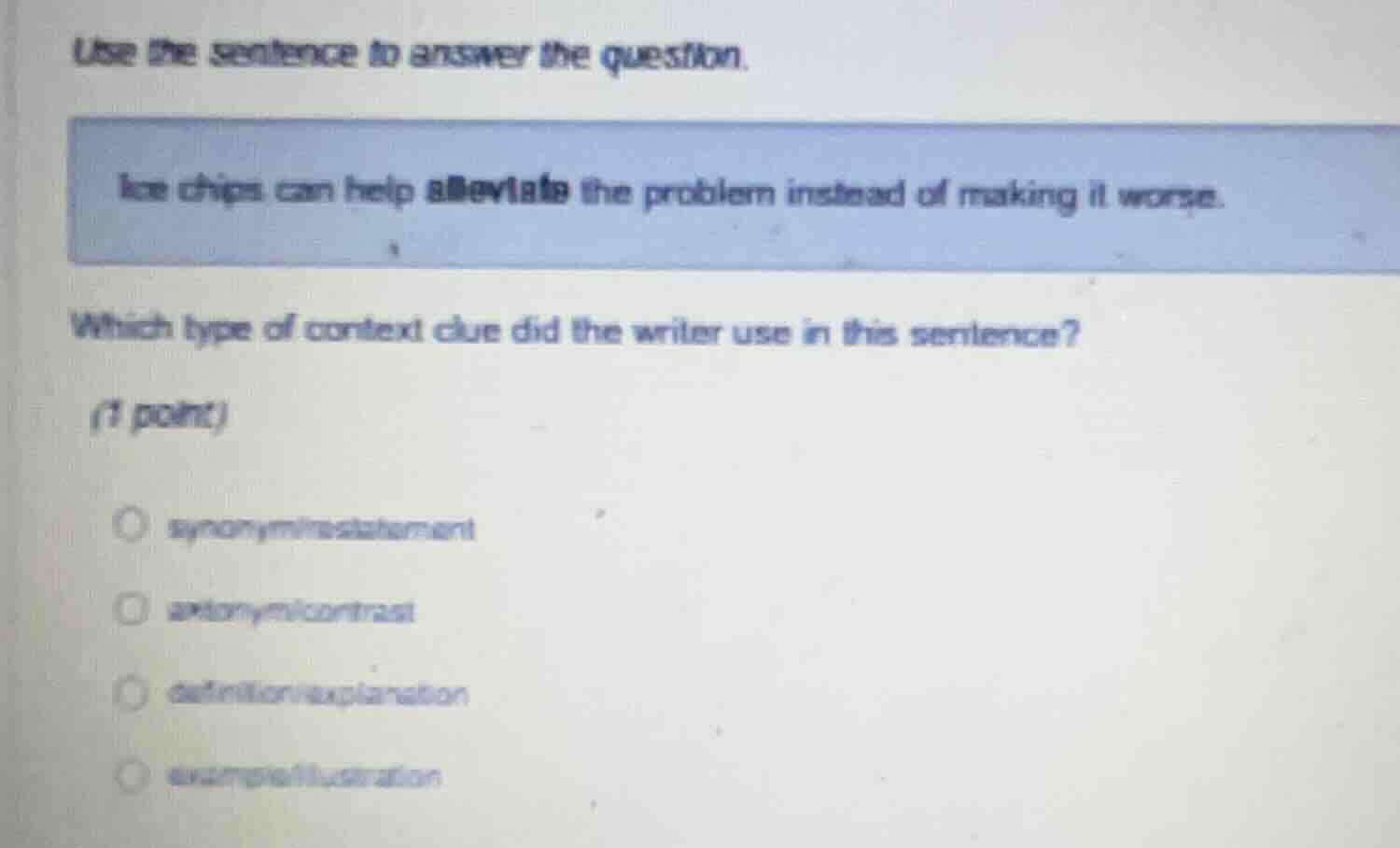 use the sentence to answer the question. ice chips can help alleviate t…