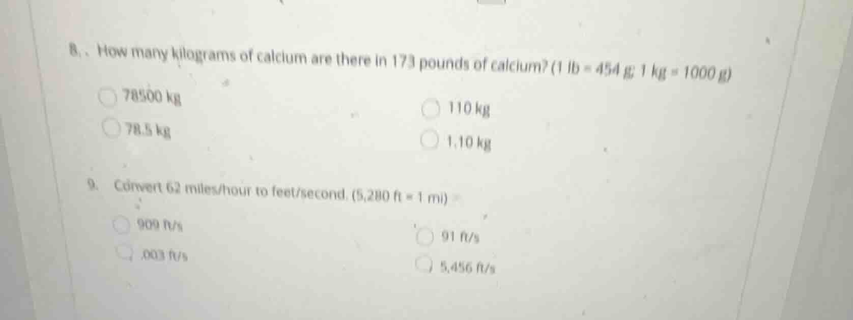 8. how many kilograms of calcium are there in 173 pounds of calcium? (1…