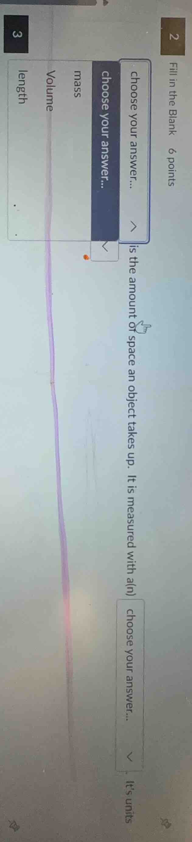 fill in the blank 6 points choose your answer... is the amount of space…