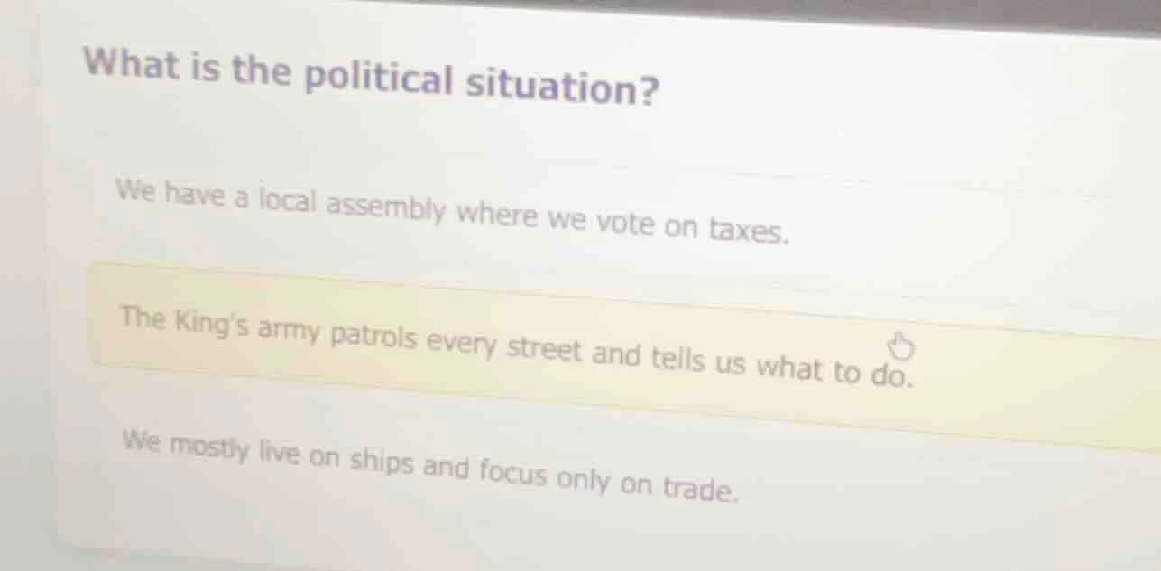 what is the political situation? we have a local assembly where we vote…