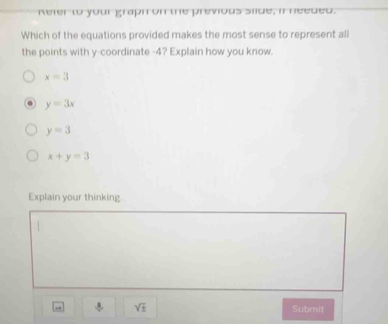 refer to your graph on the previous page, if needed. which of the equat…