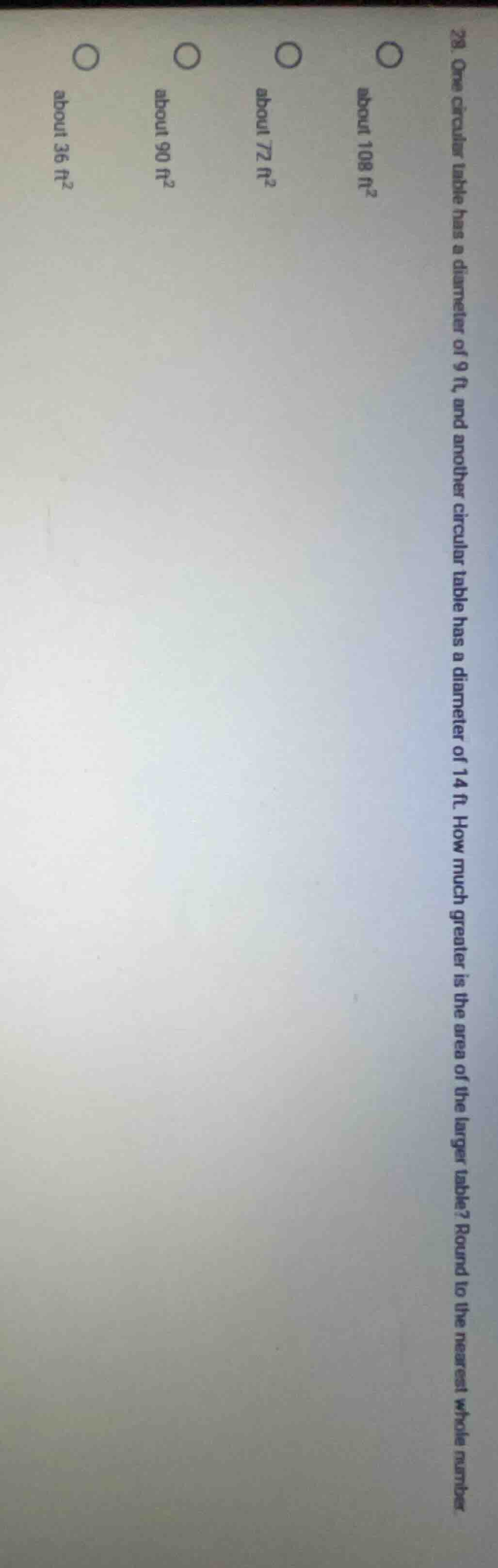 29. one circular table has a diameter of 9 ft, and another circular tab…