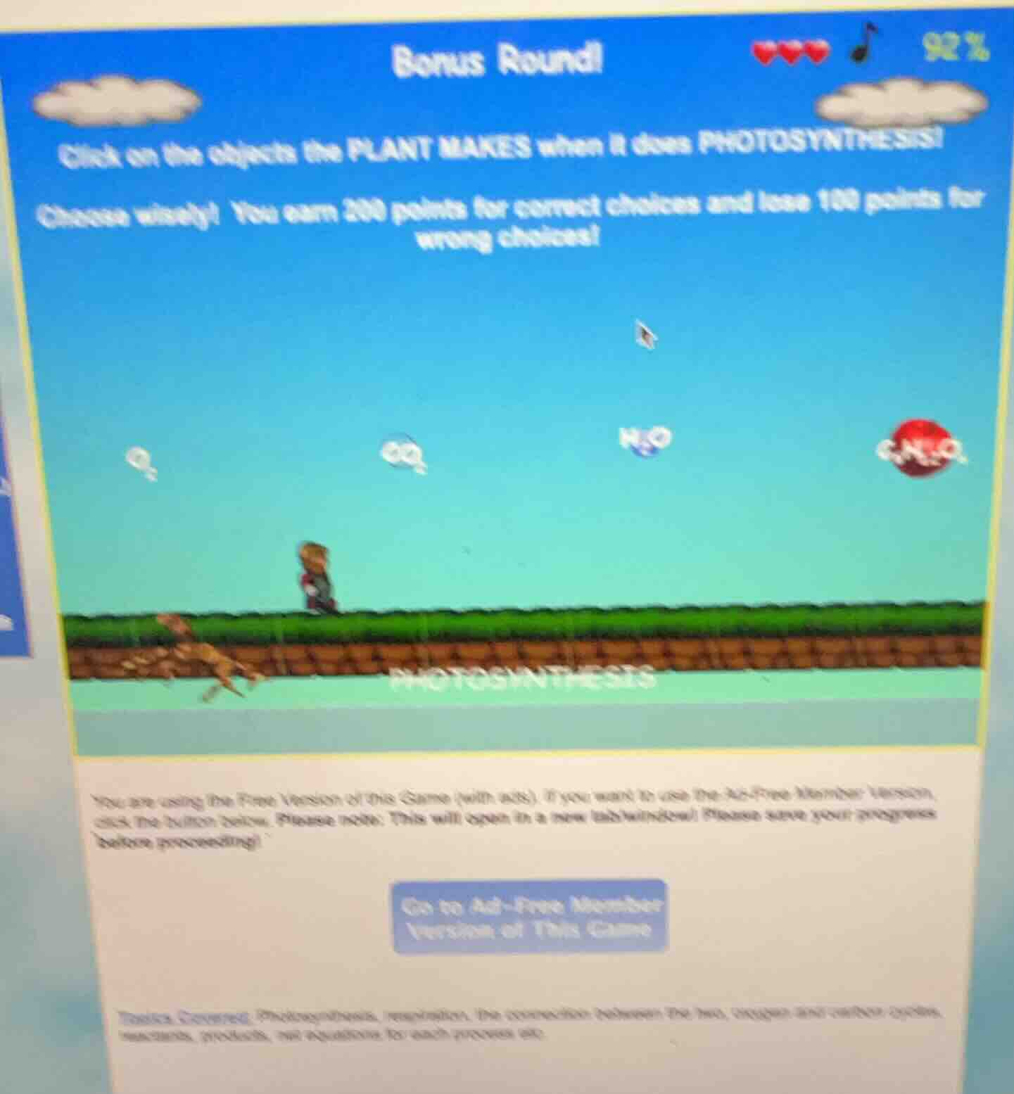 bonus round! click on the objects the plant makes when it does photosyn…