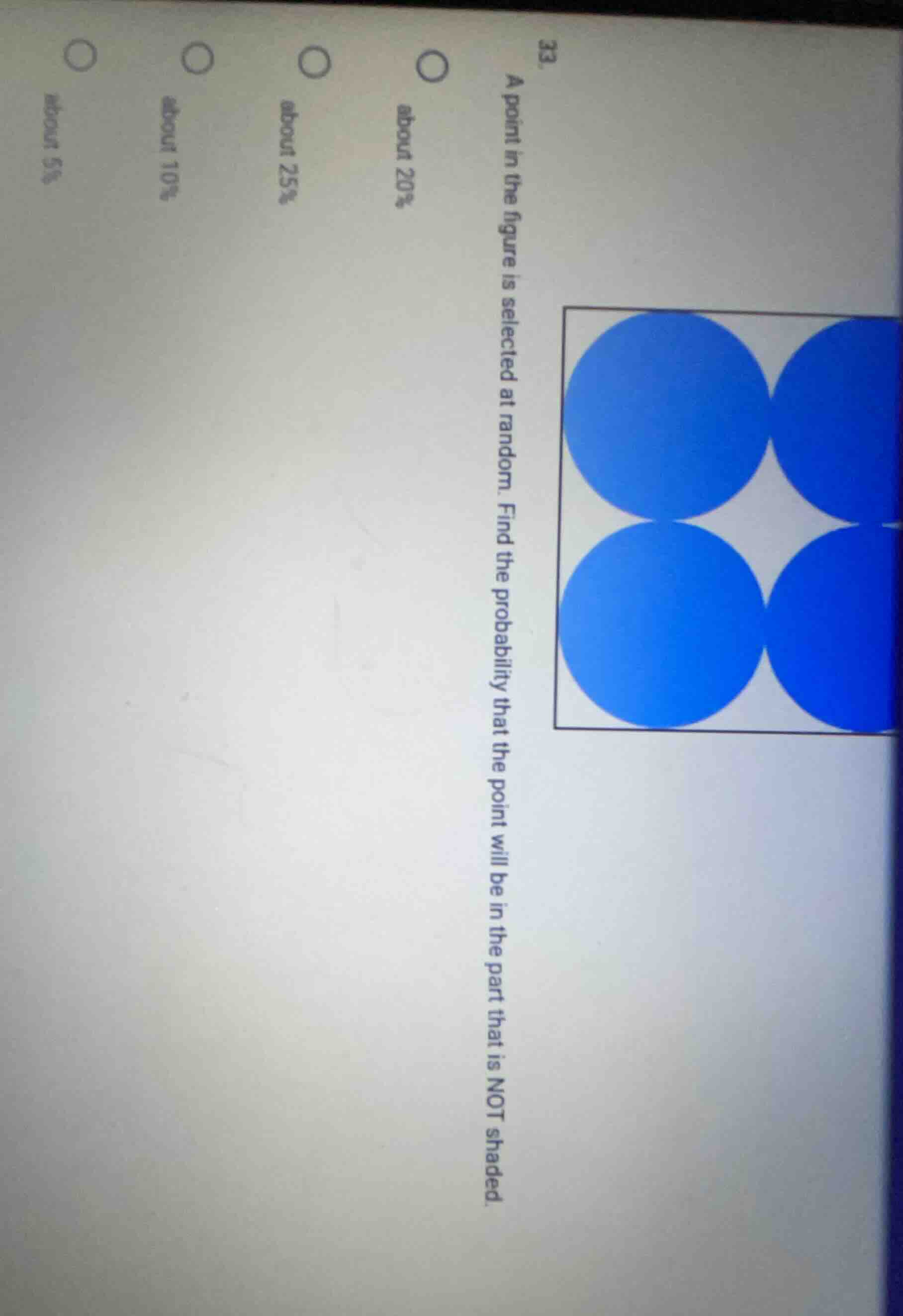 33. a point in the figure is selected at random. find the probability t…