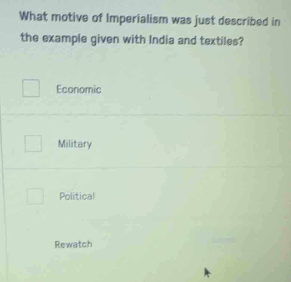 what motive of imperialism was just described in the example given with…