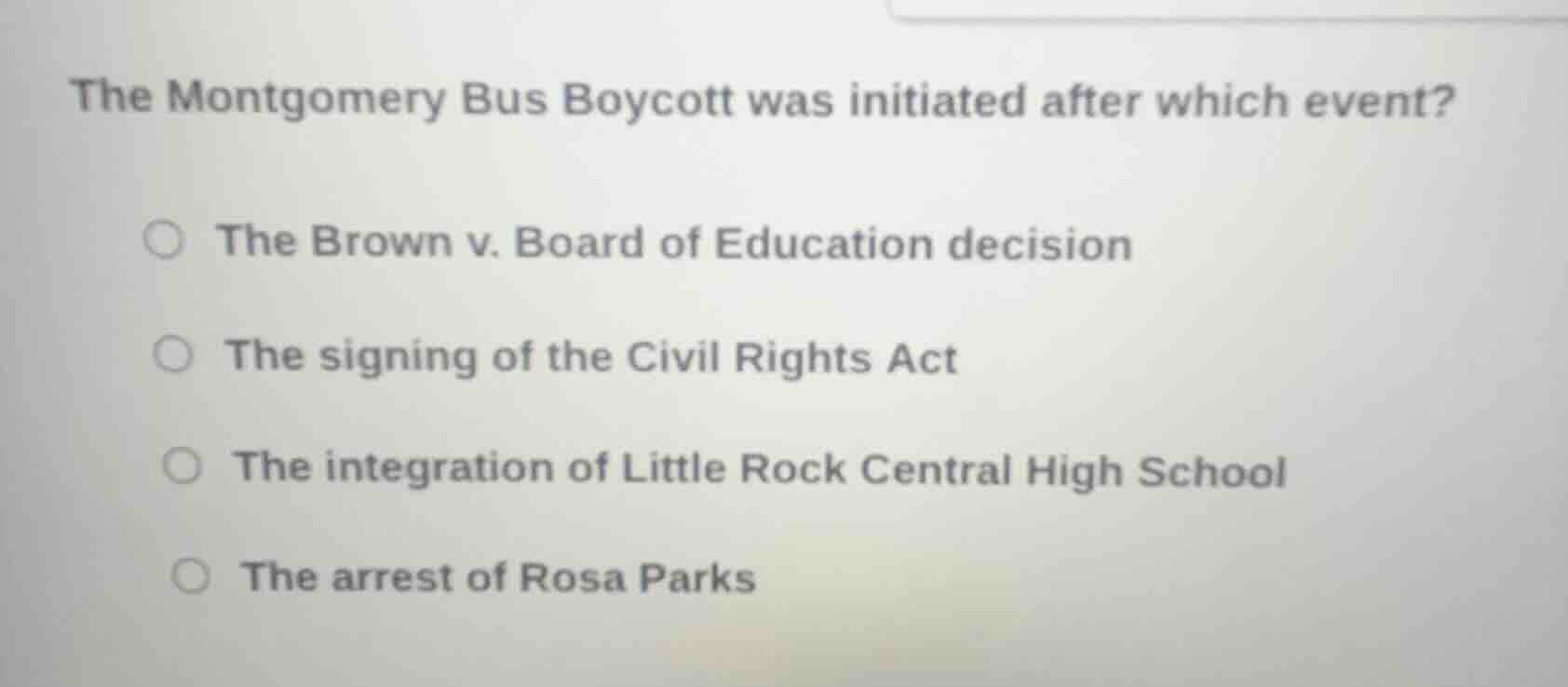 the montgomery bus boycott was initiated after which event? the brown v…
