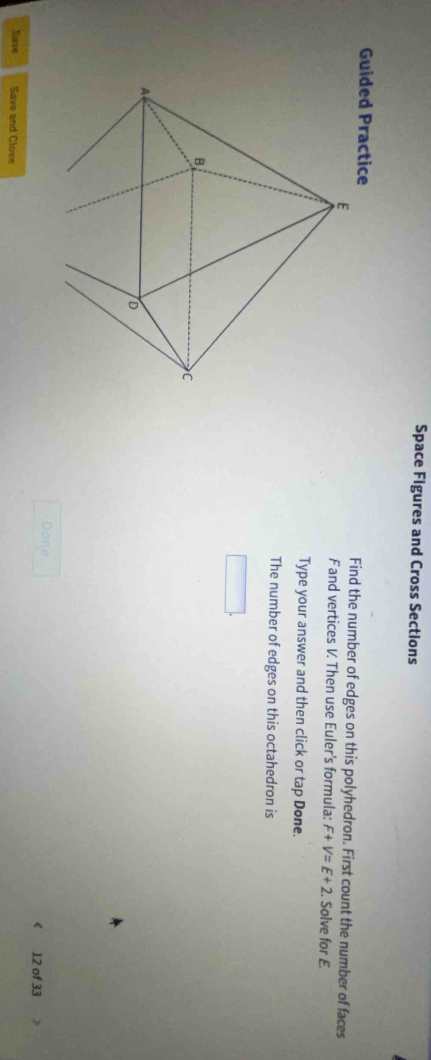 guided practice find the number of edges on this polyhedron. first coun…