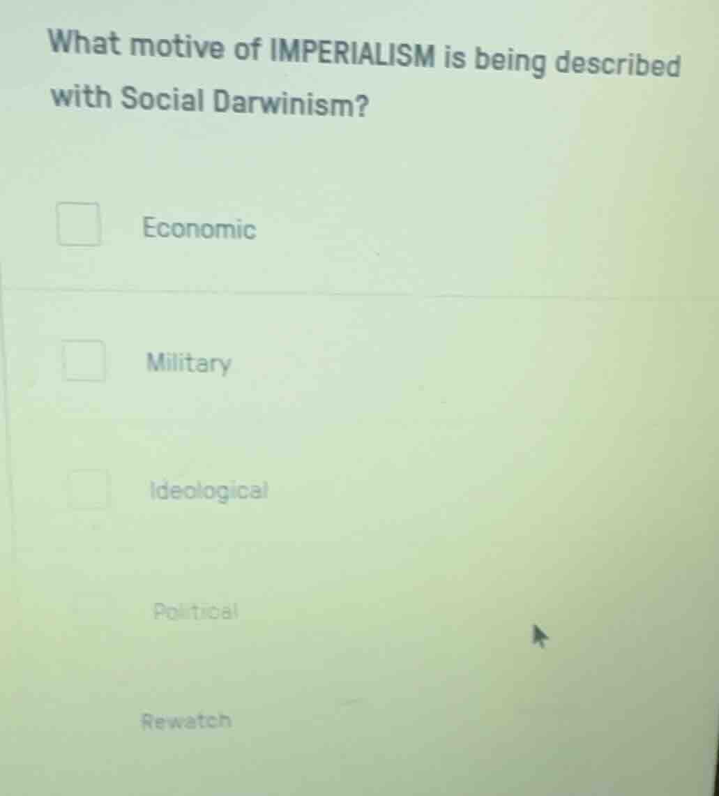 what motive of imperialism is being described with social darwinism? ec…