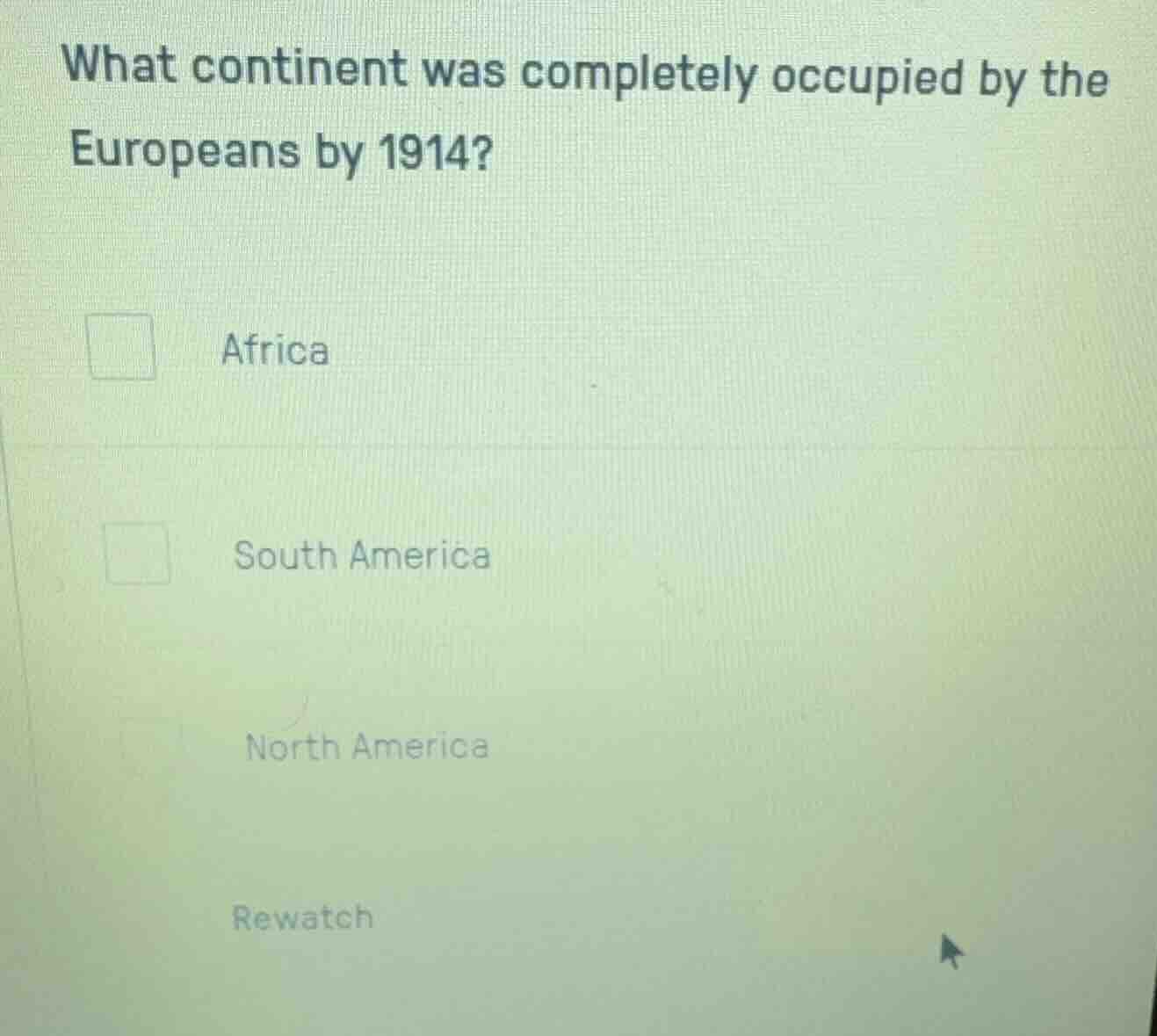 what continent was completely occupied by the europeans by 1914? africa…