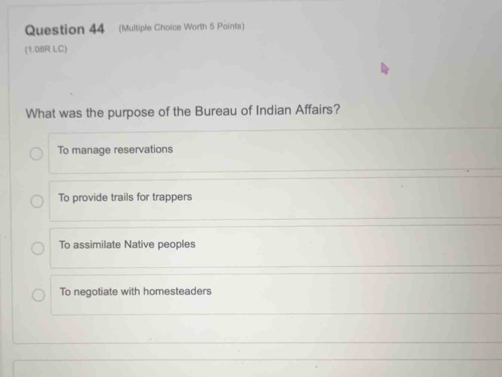 question 44 (multiple choice worth 5 points) (1.08r lc) what was the pu…