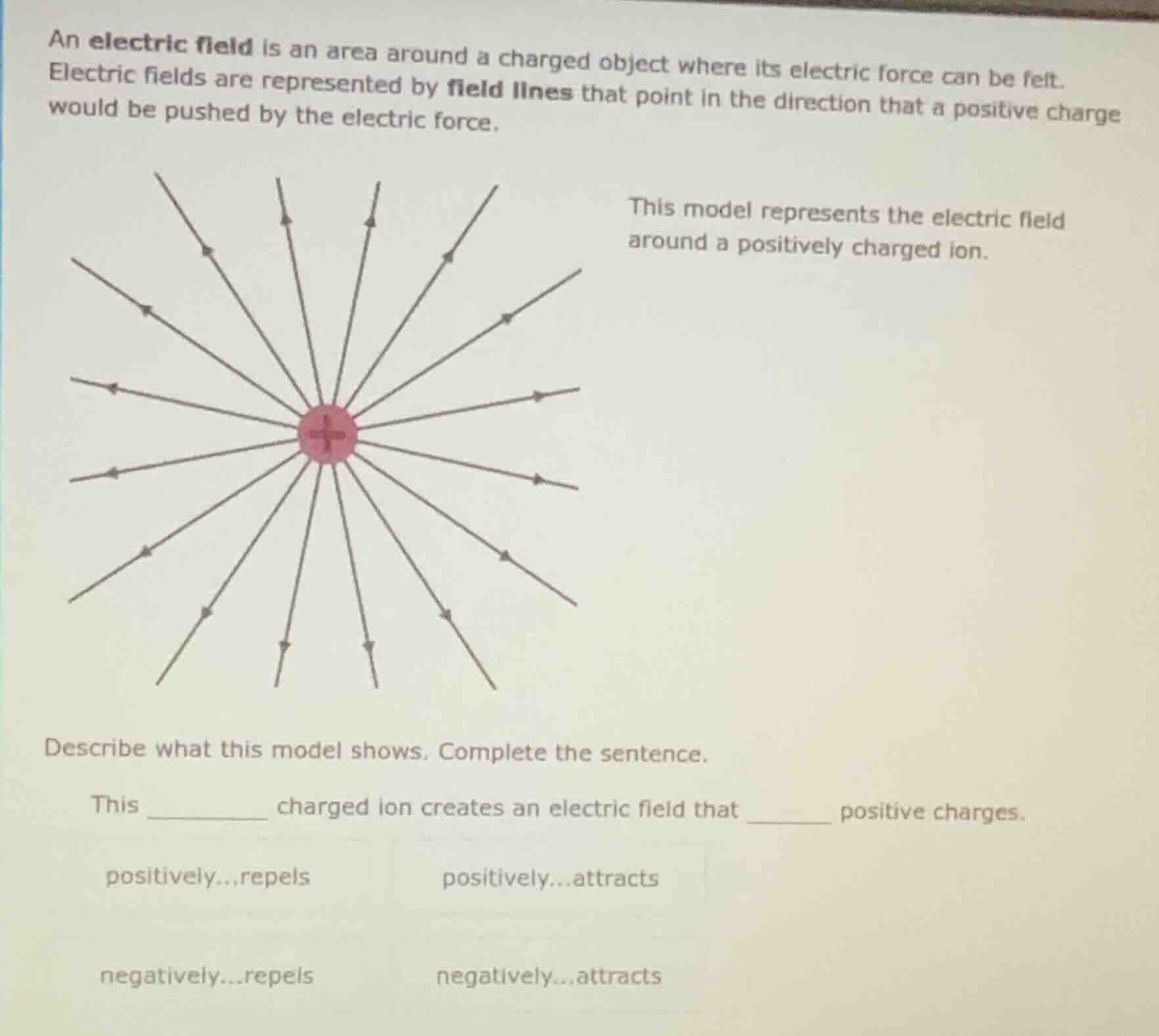 an electric field is an area around a charged object where its electric…