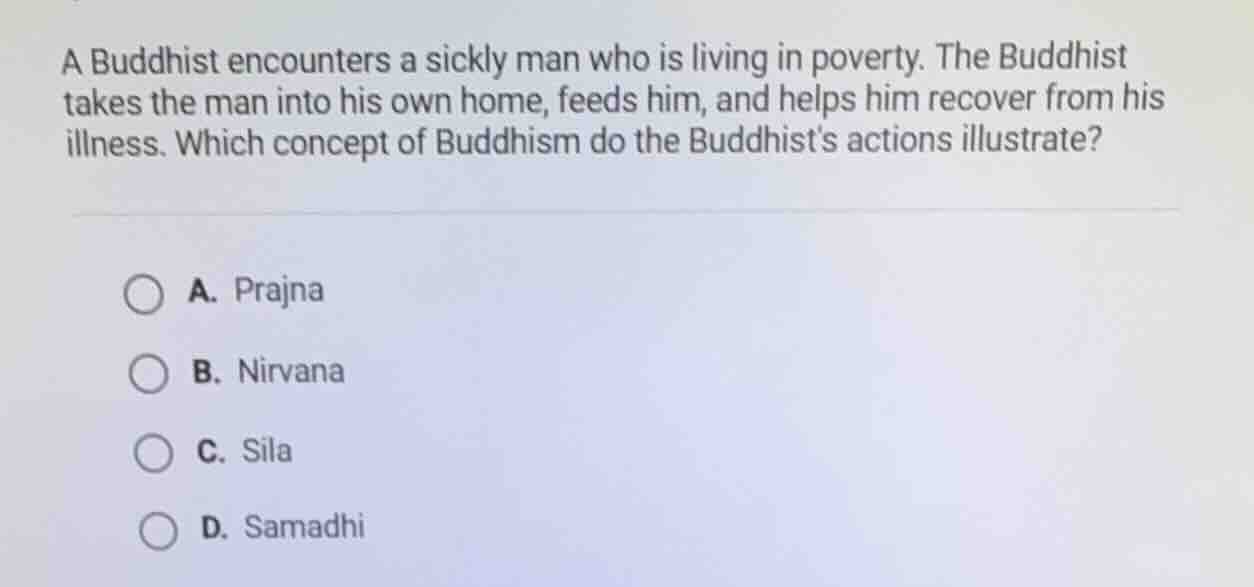 a buddhist encounters a sickly man who is living in poverty. the buddhi…
