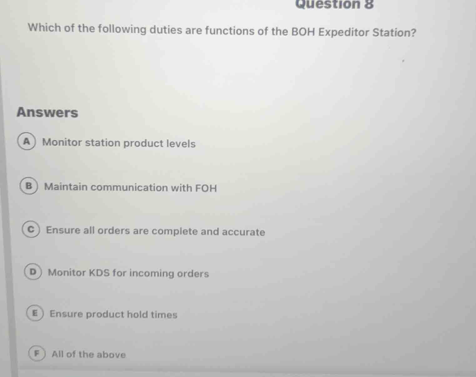 question 8 which of the following duties are functions of the boh exped…