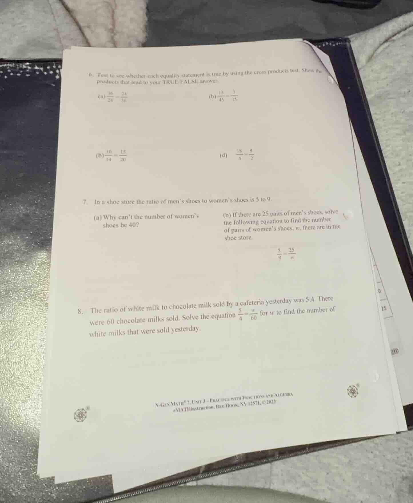 6. test to see whether each equality statement is true by using the cro…