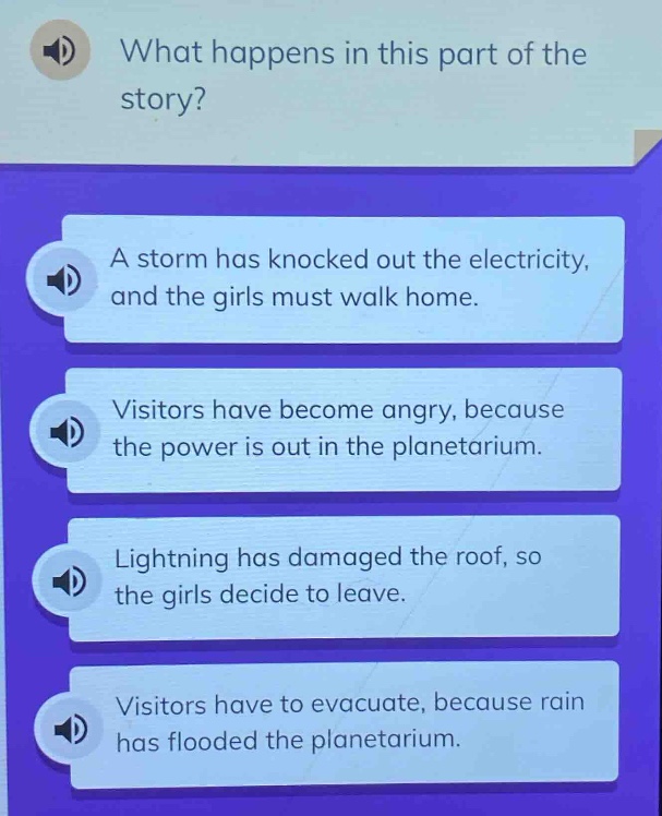 what happens in this part of the story? a storm has knocked out the ele…