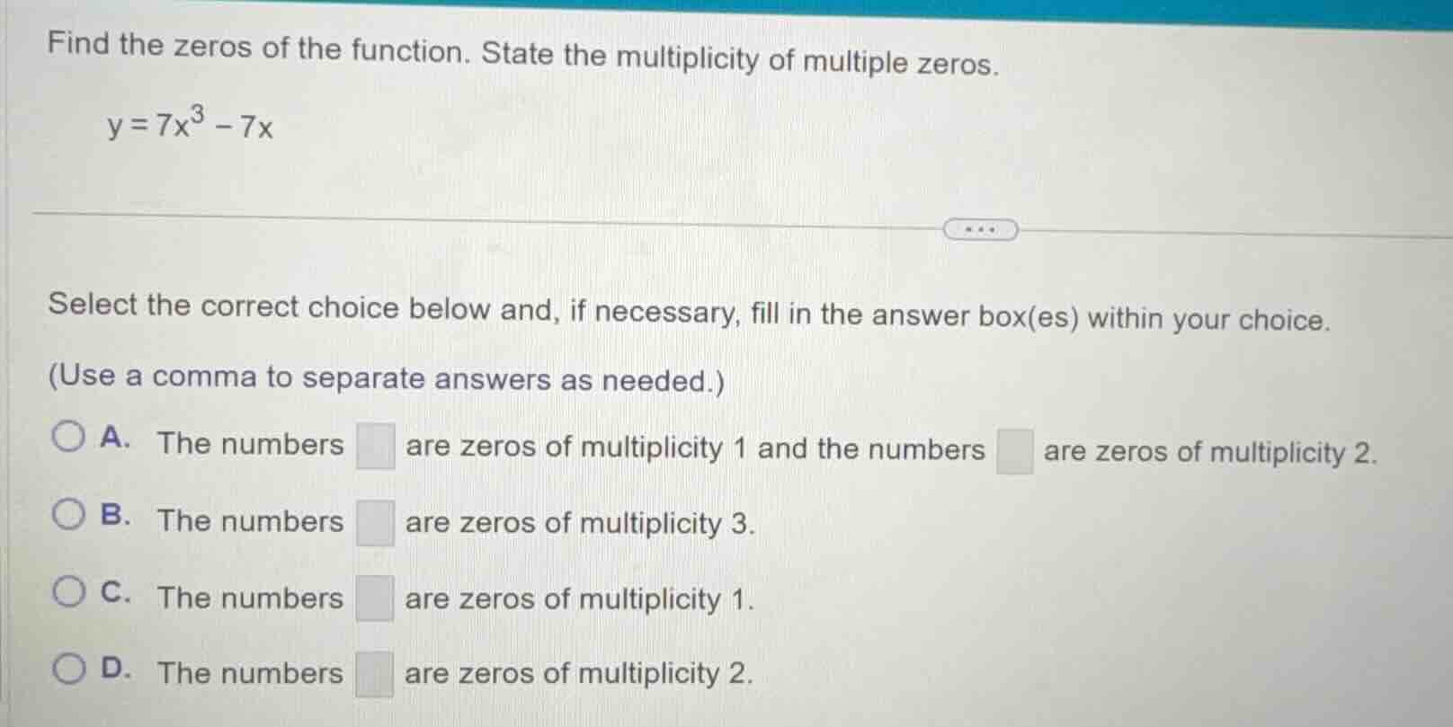 find the zeros of the function. state the multiplicity of multiple zero…