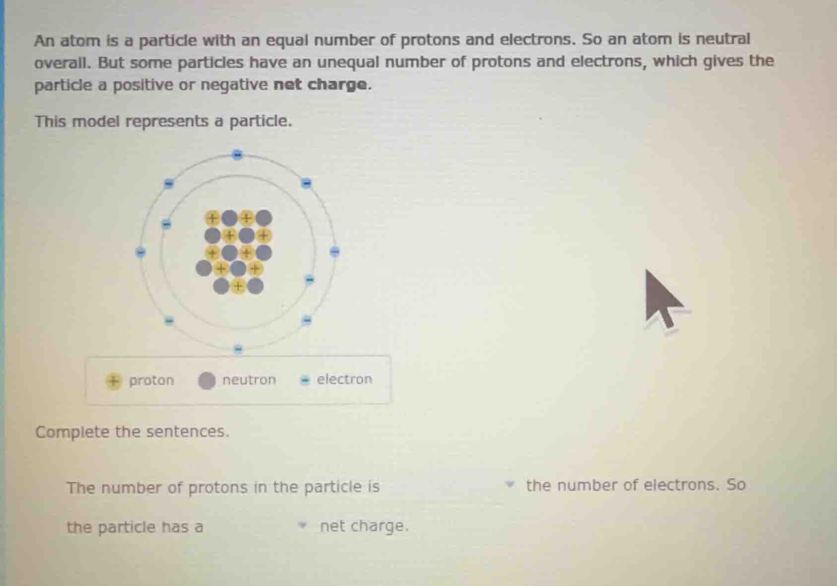 an atom is a particle with an equal number of protons and electrons. so…