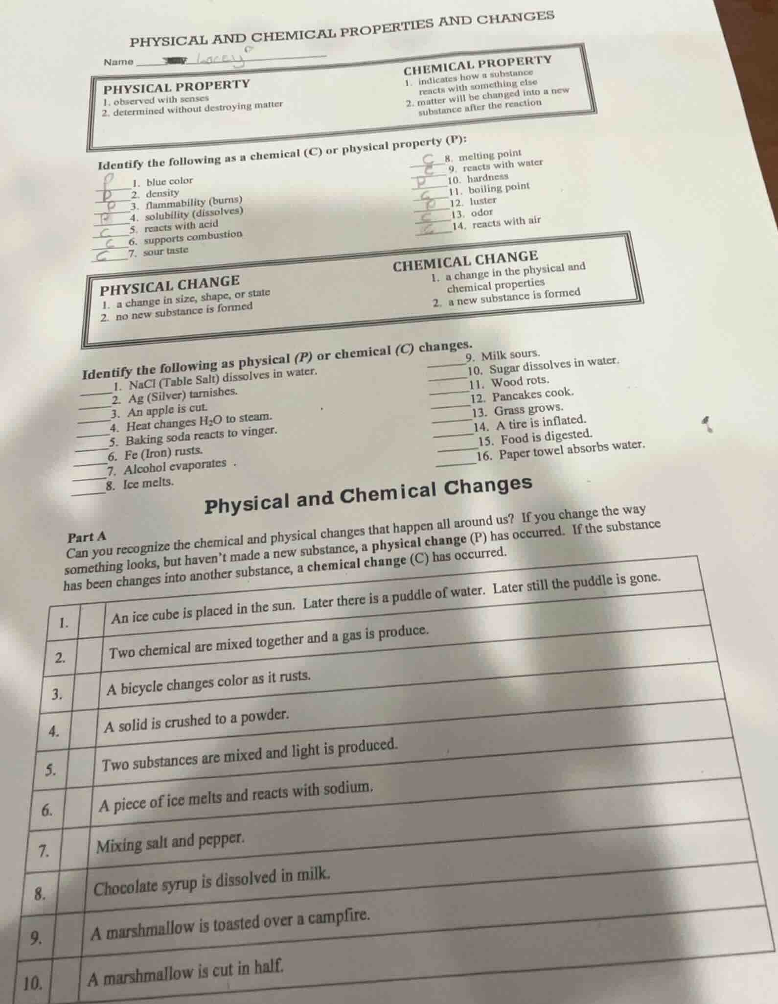 physical and chemical properties and changes name physical property 1. …
