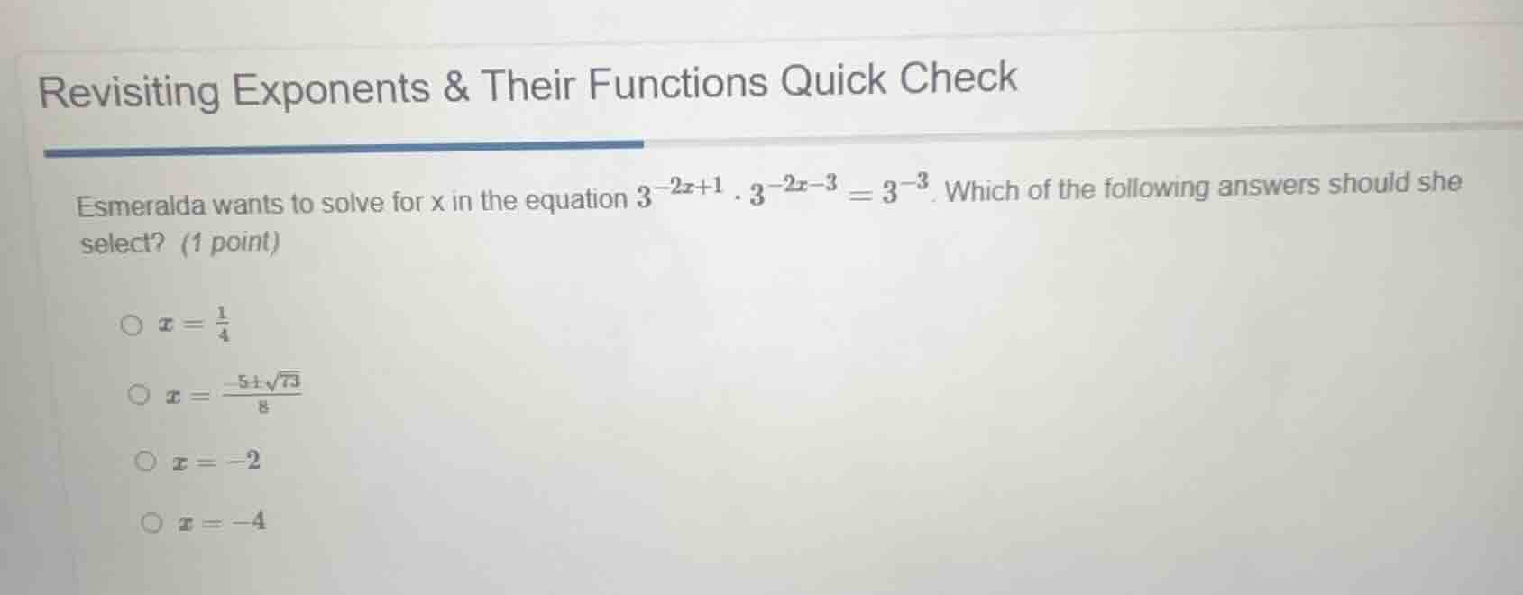 revisiting exponents & their functions quick check esmeralda wants to s…