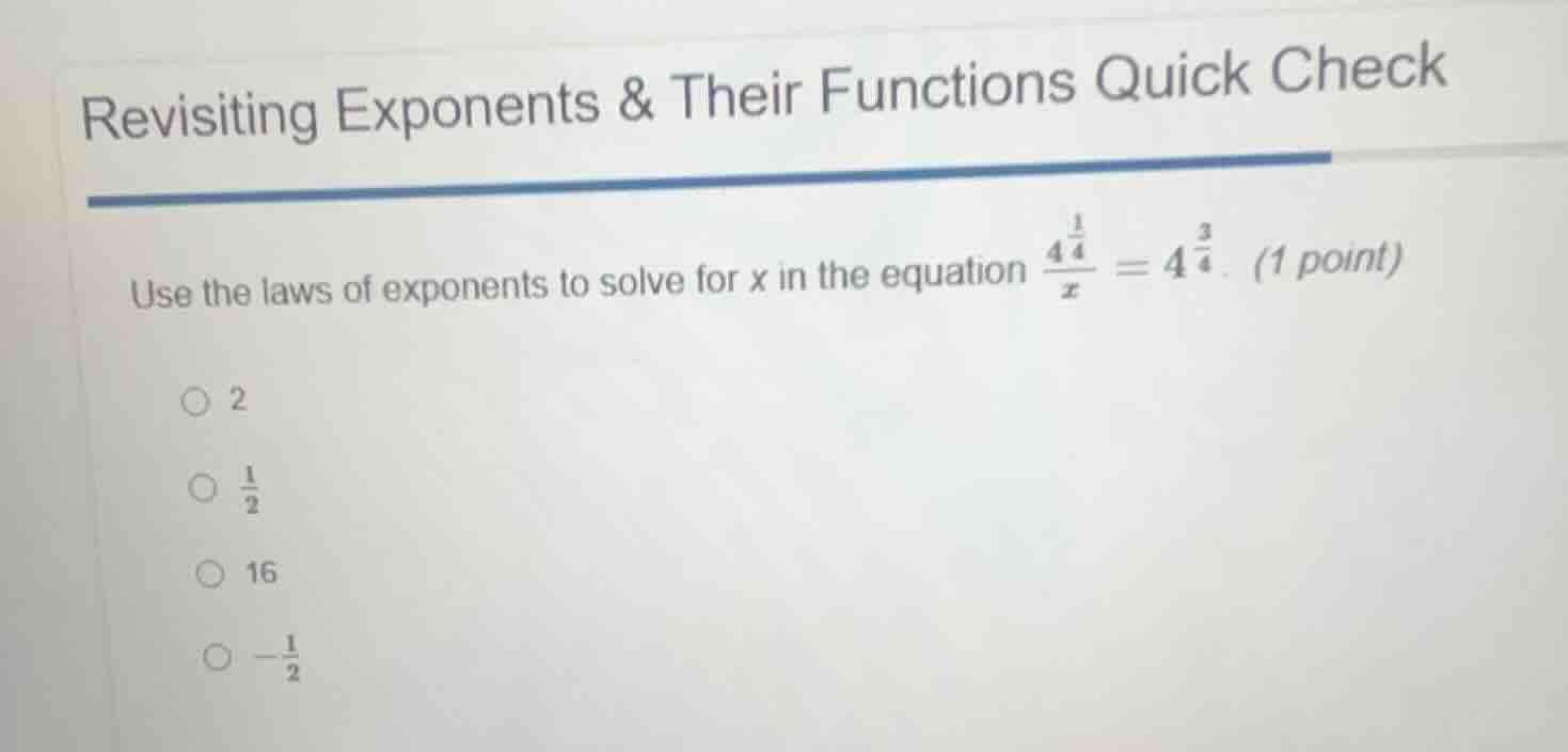 revisiting exponents & their functions quick check use the laws of expo…