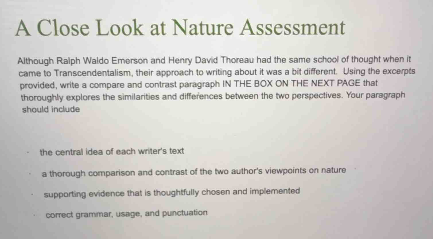 a close look at nature assessment although ralph waldo emerson and henr…