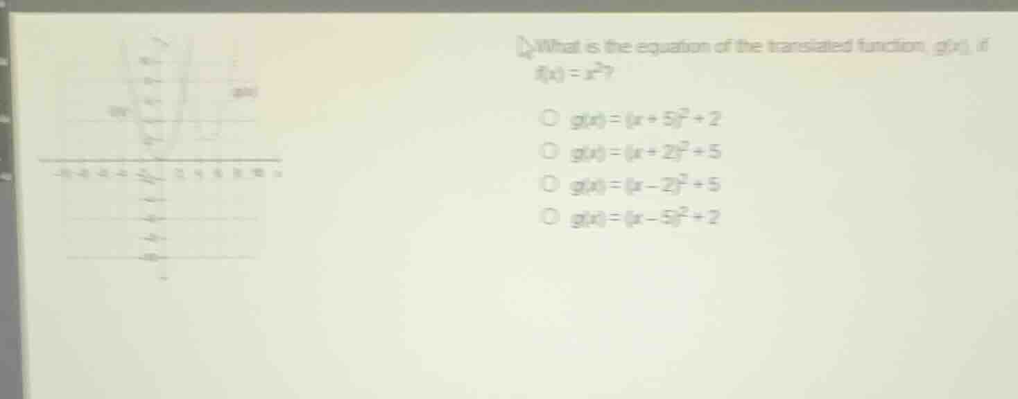 what is the equation of the translated function g(x) if f(x) = x²? ○ g(…