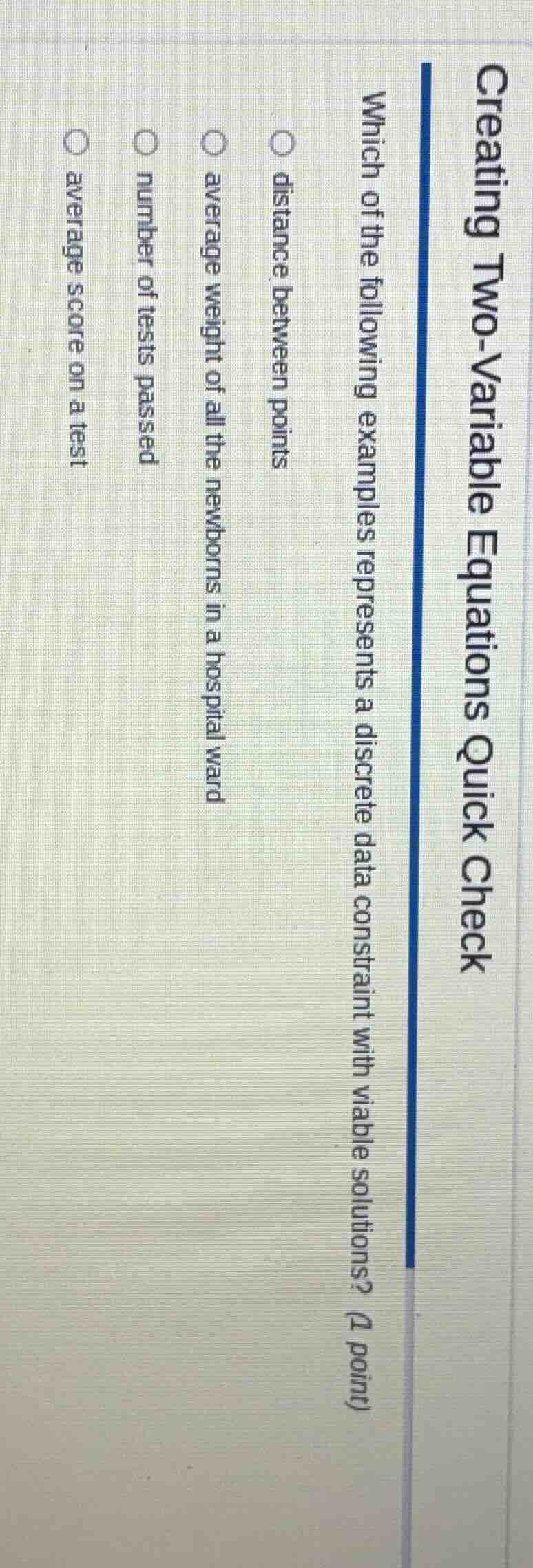 creating two-variable equations quick check which of the following exam…