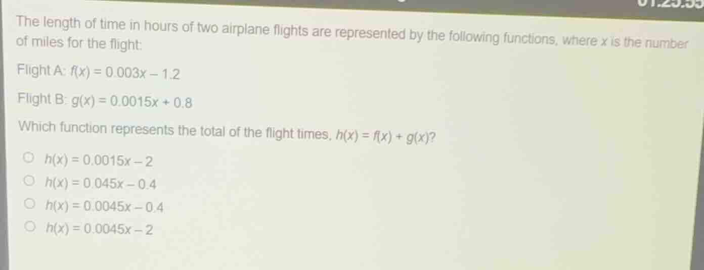 the length of time in hours of two airplane flights are represented by …