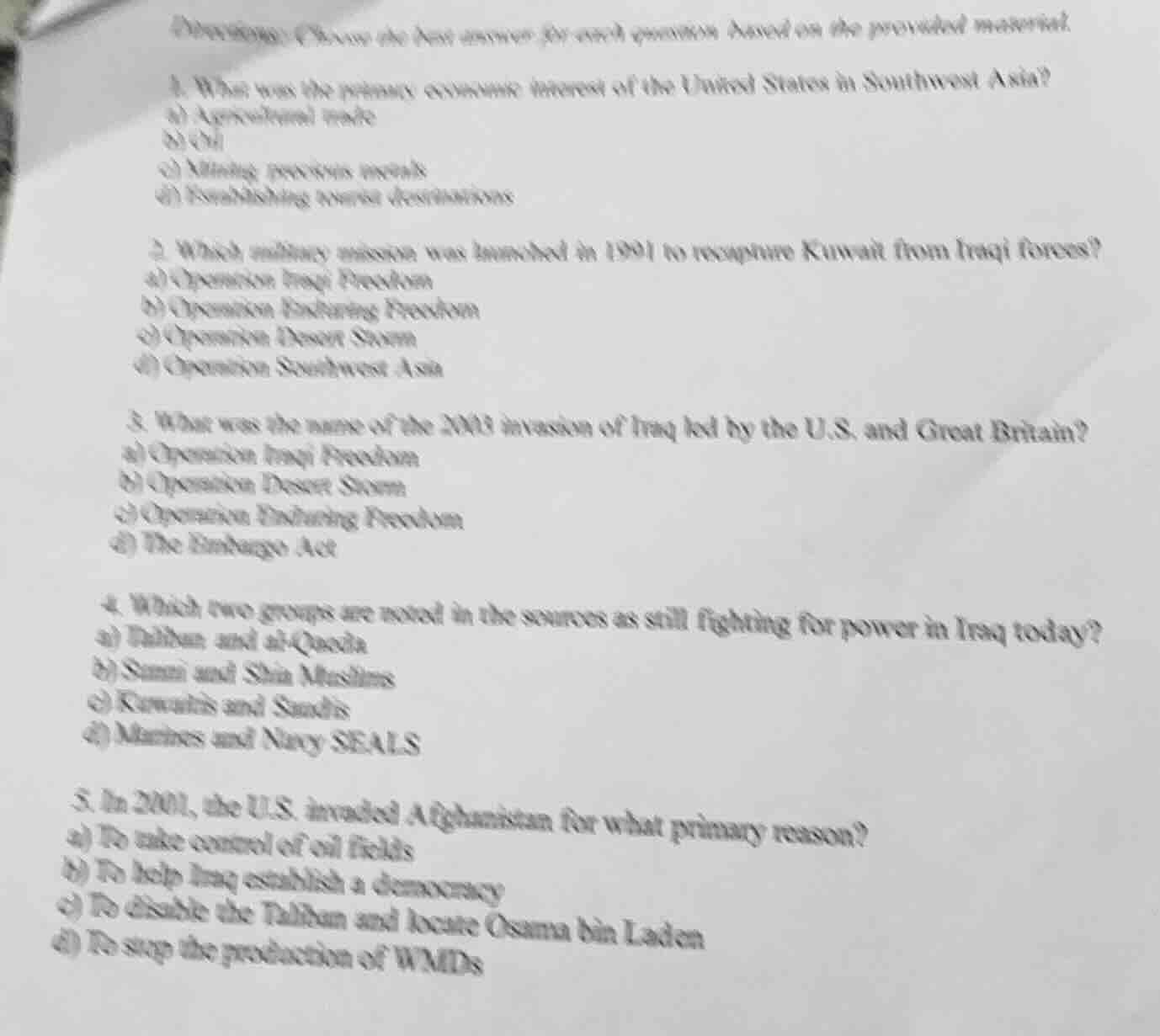 directions: choose the best answer for each question based on the provi…