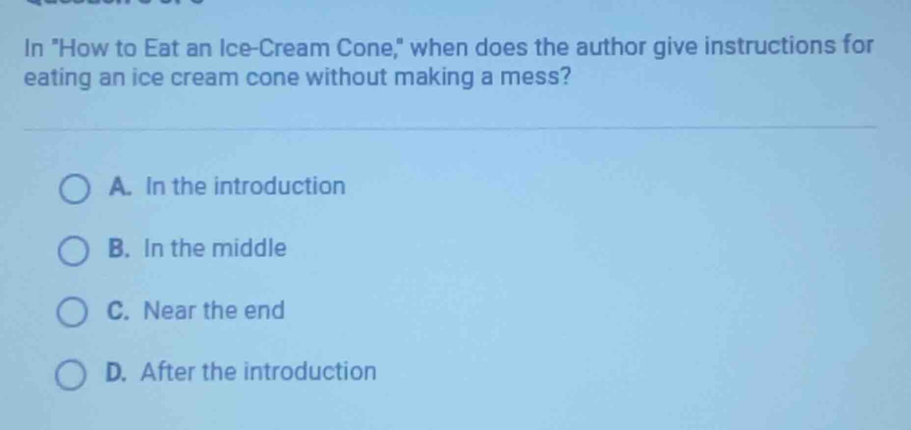in \how to eat an ice-cream cone,\ when does the author give instructio…