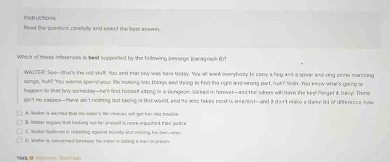 instructions read the question carefully and select the best answer. wh…