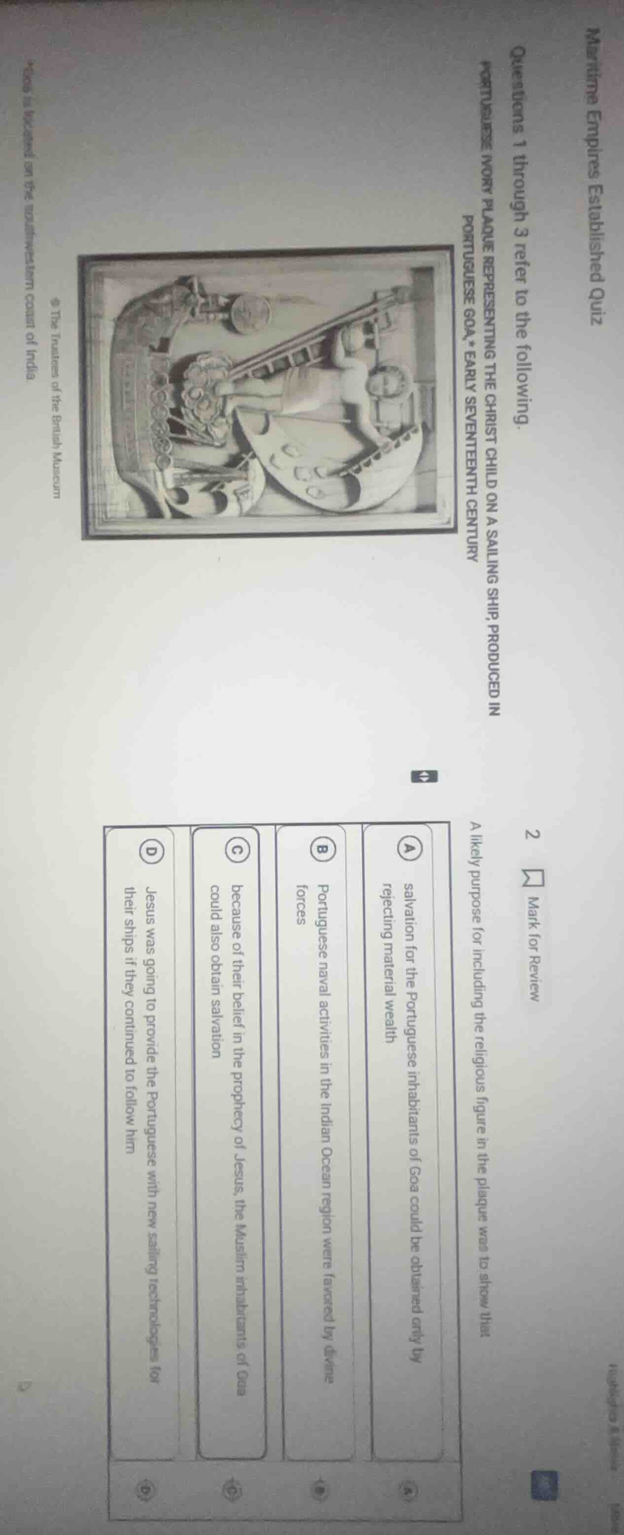 maritime empires established quiz questions 1 through 3 refer to the fo…