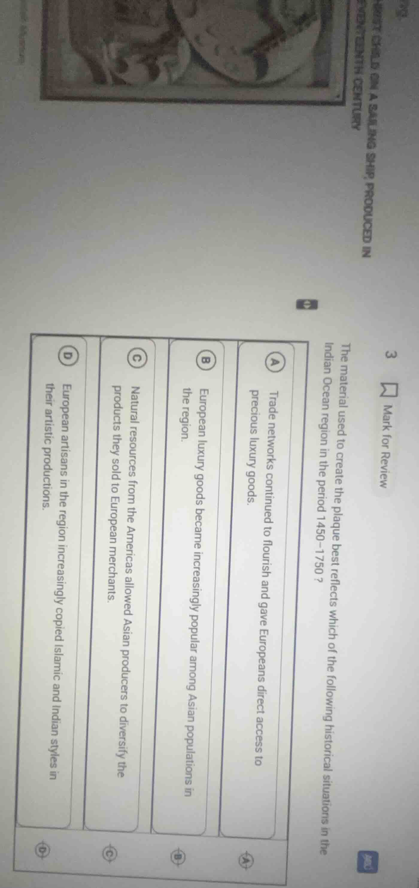 3 mark for review the material used to create the plaque best reflects …