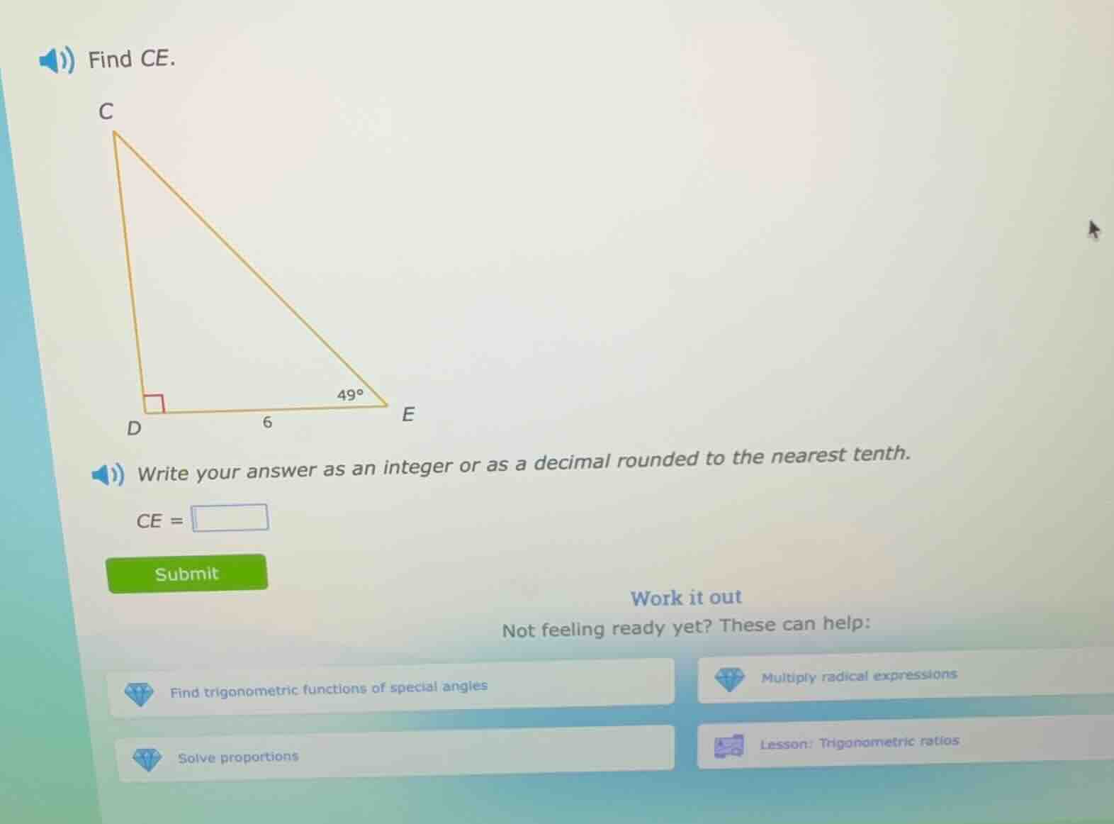 find ce. write your answer as an integer or as a decimal rounded to the…