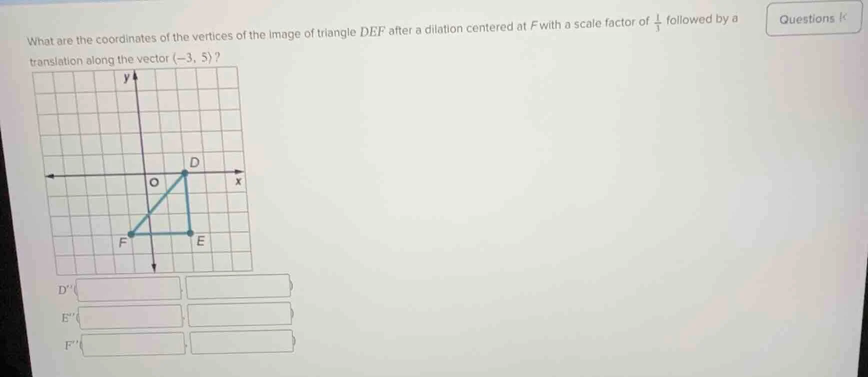 what are the coordinates of the vertices of the image of triangle def a…