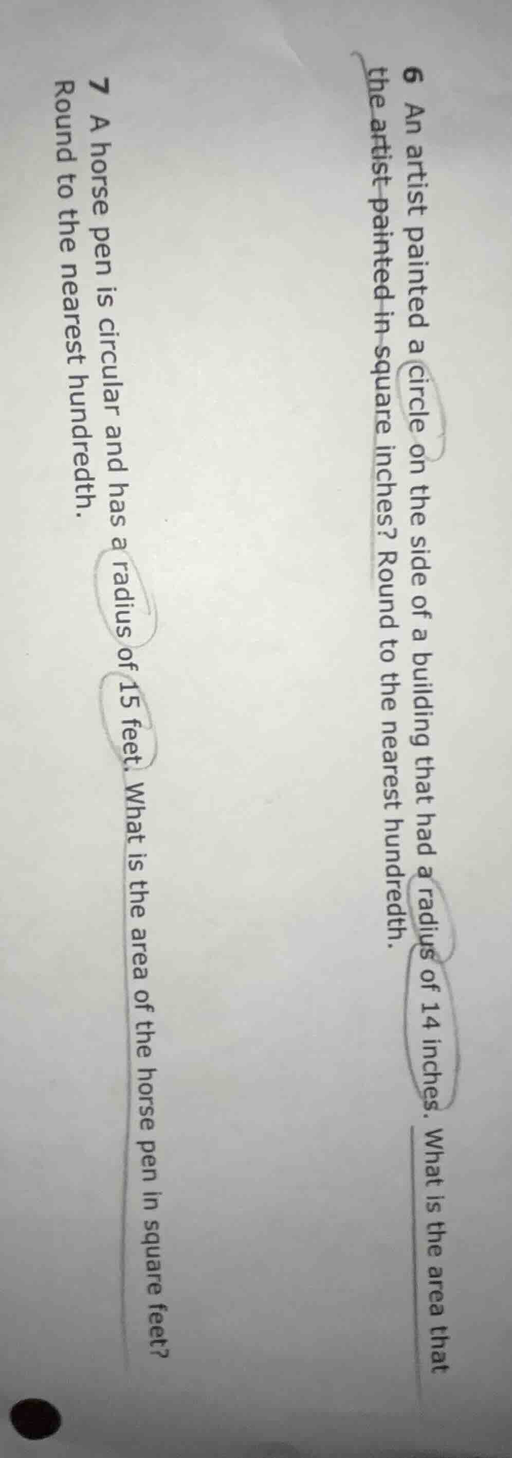 6 an artist painted a circle on the side of a building that had a radiu…