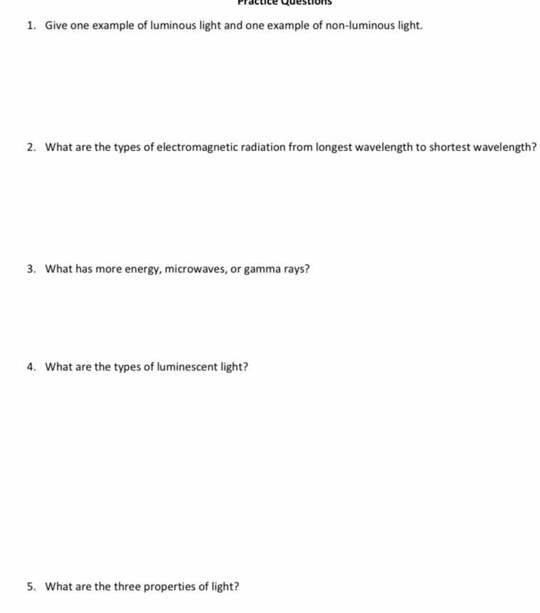 1. give one example of luminous light and one example of non - luminous…