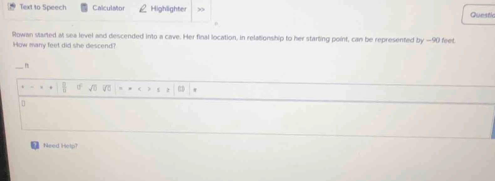 rowan started at sea level and descended into a cave. her final locatio…