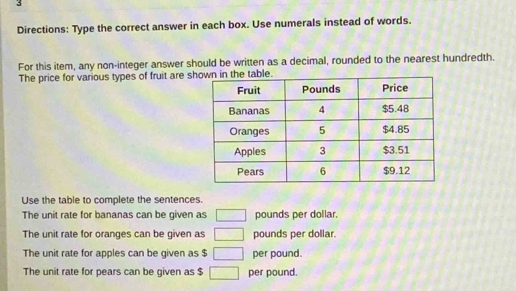 directions: type the correct answer in each box. use numerals instead o…