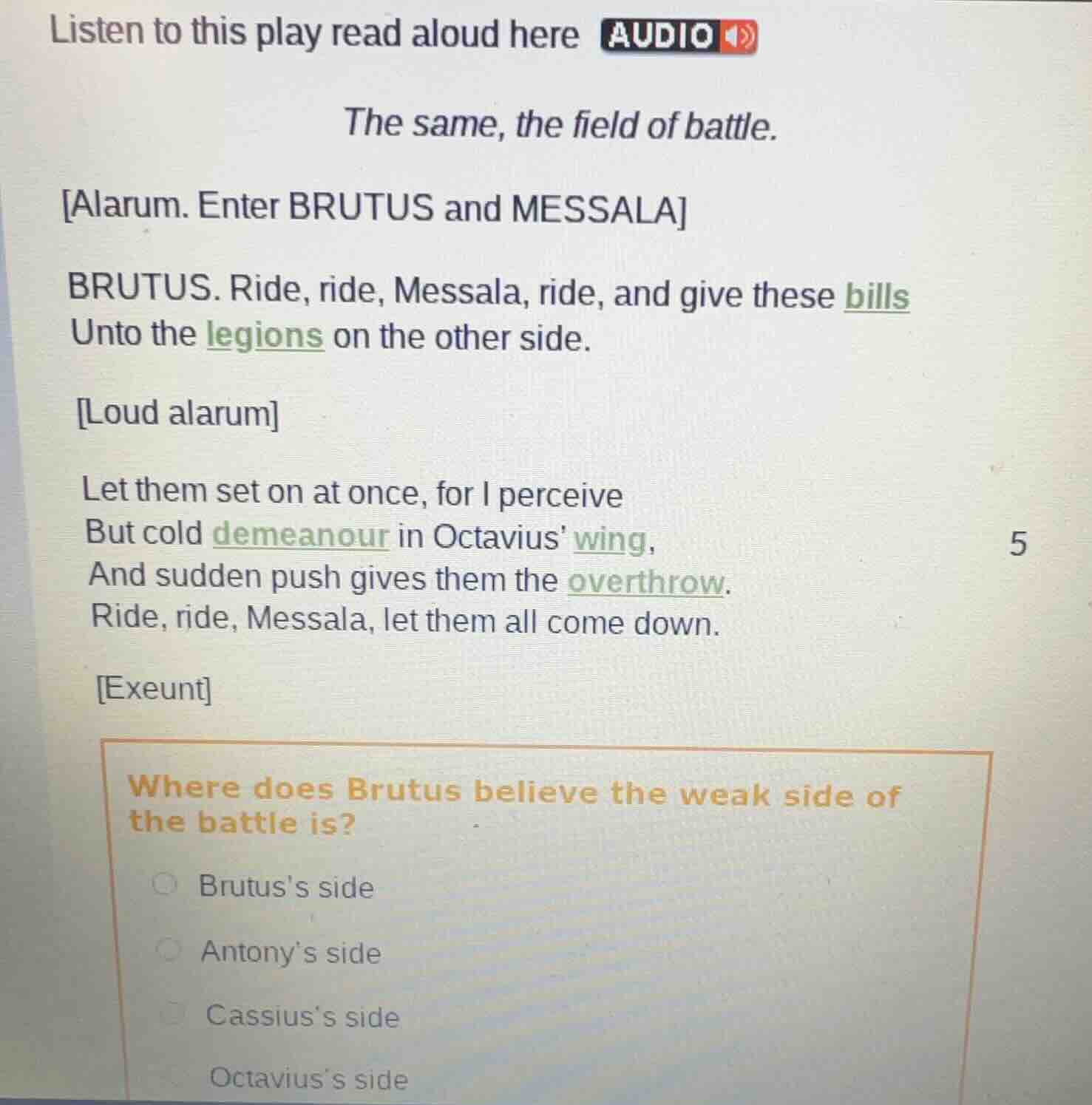 listen to this play read aloud here audio the same, the field of battle…