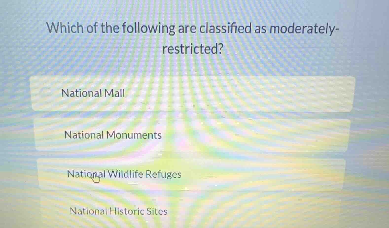 which of the following are classified as moderately-restricted? nationa…