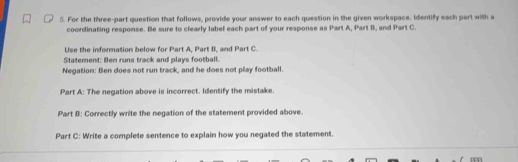 5. for the three - part question that follows, provide your answer to e…