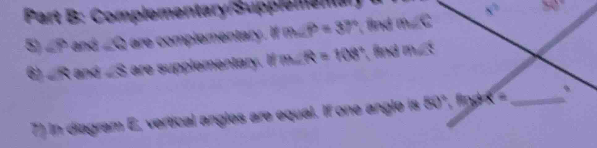part b: complementary/supplementary 5) ∠p and ∠q are complementary. if …