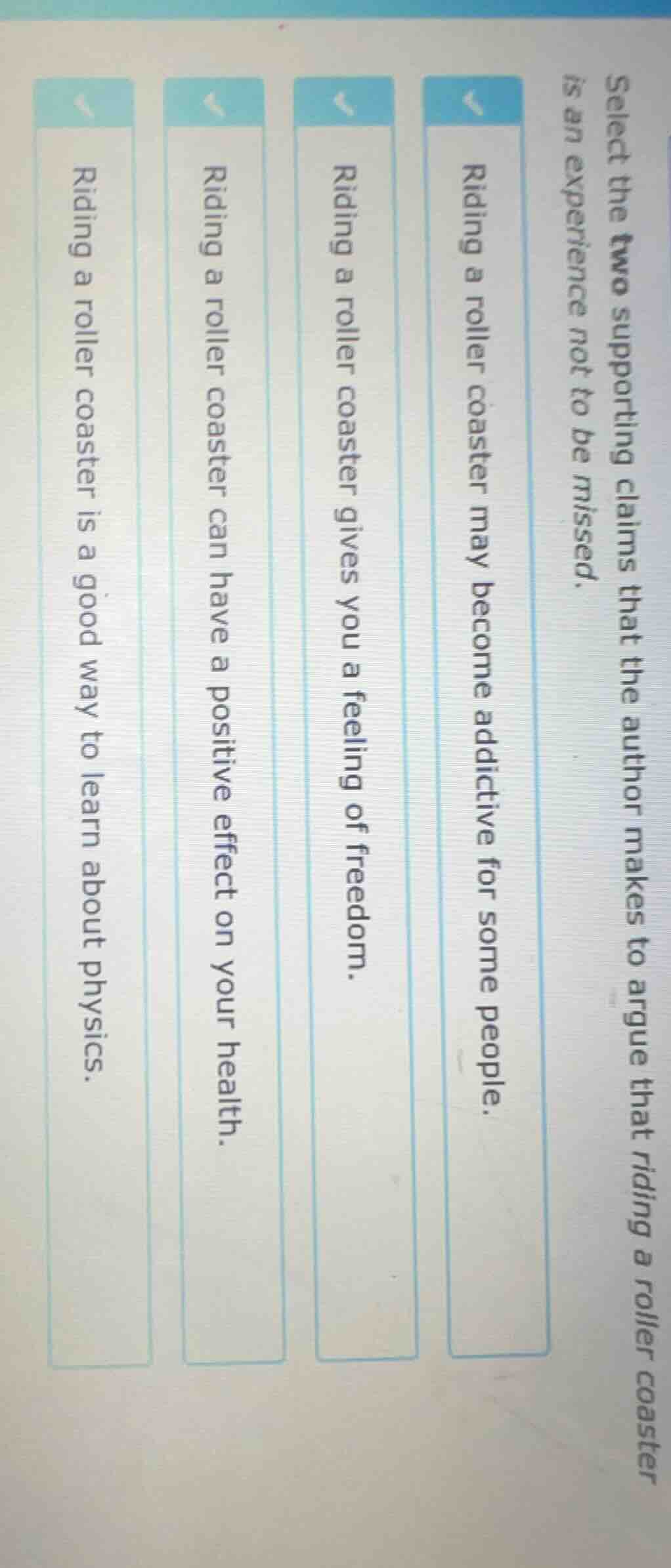 select the two supporting claims that the author makes to argue that ri…