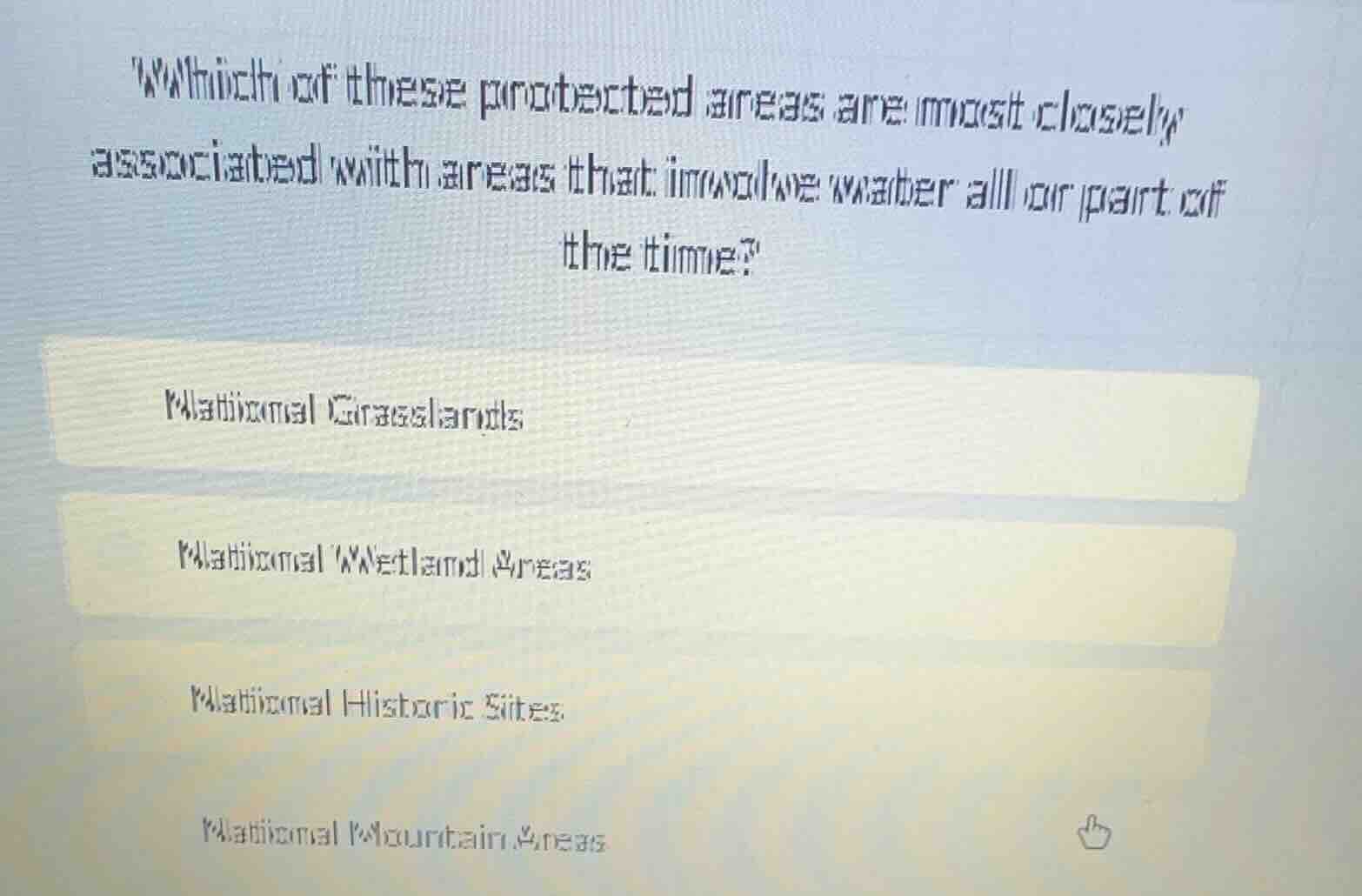 which of these protected areas are most closely associated with areas t…
